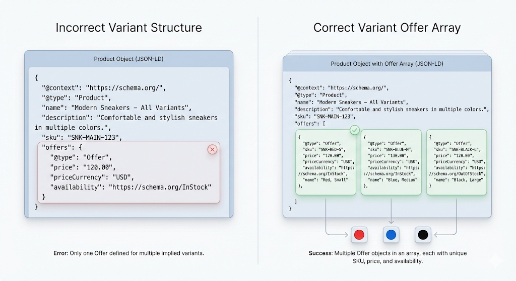 Improper Shopify variant offer structure example